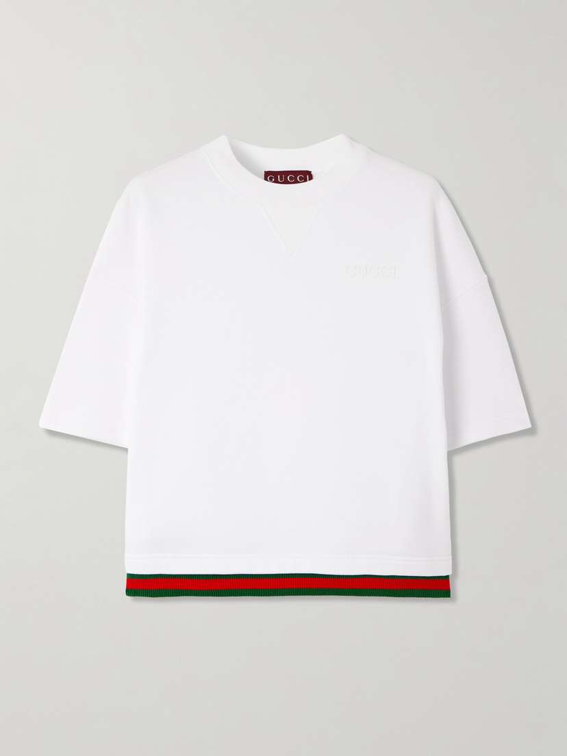 Gucci Appliquéd Striped Cotton-jersey T-shirt