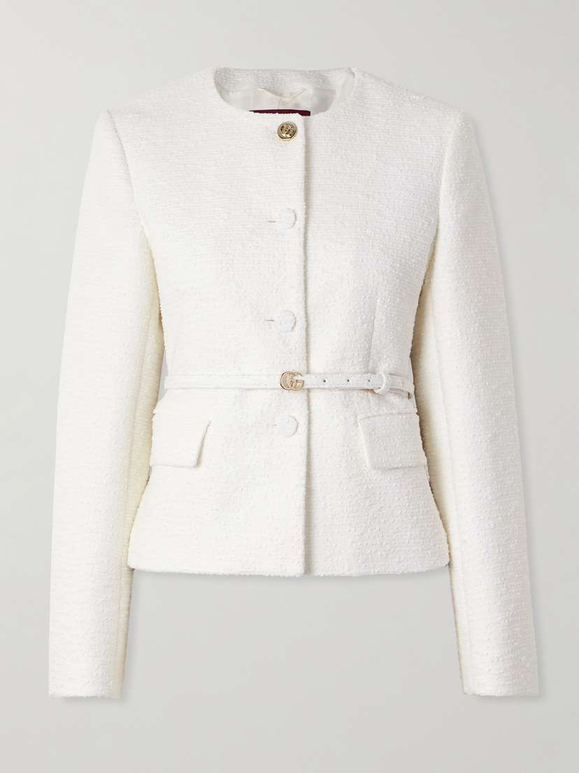 Gucci Belted Cotton-blend Bouclé Jacket