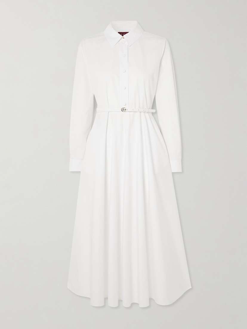 Gucci Belted Embossed Cotton-poplin Maxi Dress