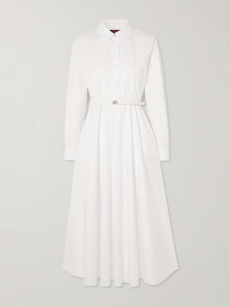 belted embossed cotton-poplin maxi dress