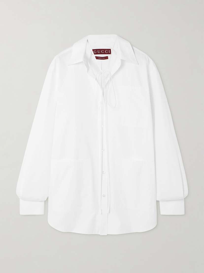Gucci Oversized Appliquéd Cotton-poplin Shirt