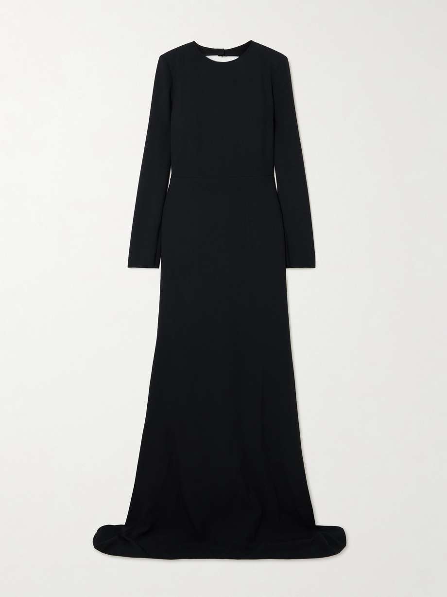 crystal-embellished open-back crepe gown
