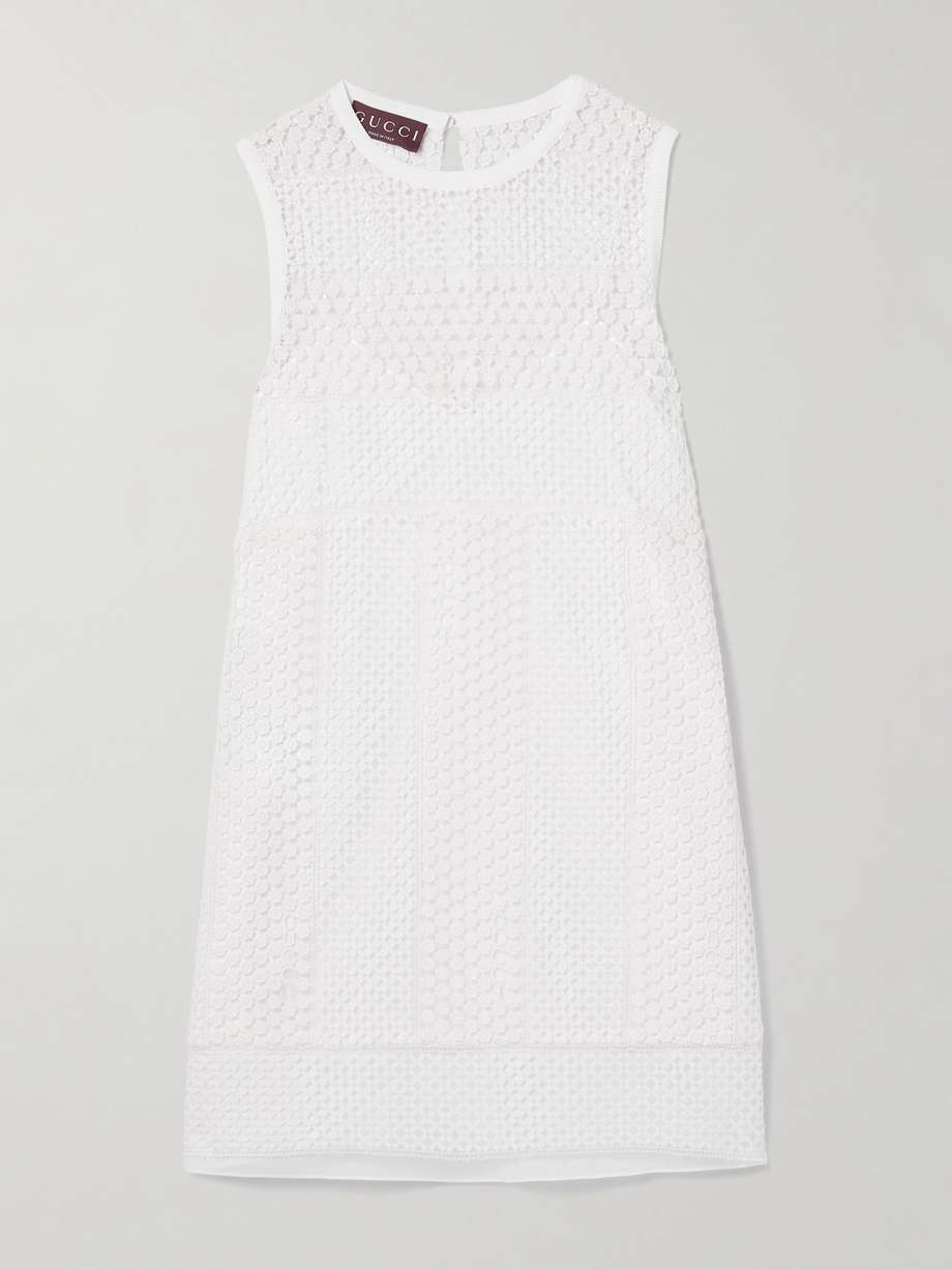 cotton-blend guipure lace mini dress