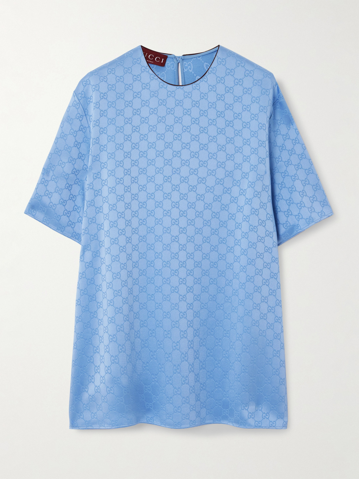 Gucci Satin-jacquard Blouse In Blue