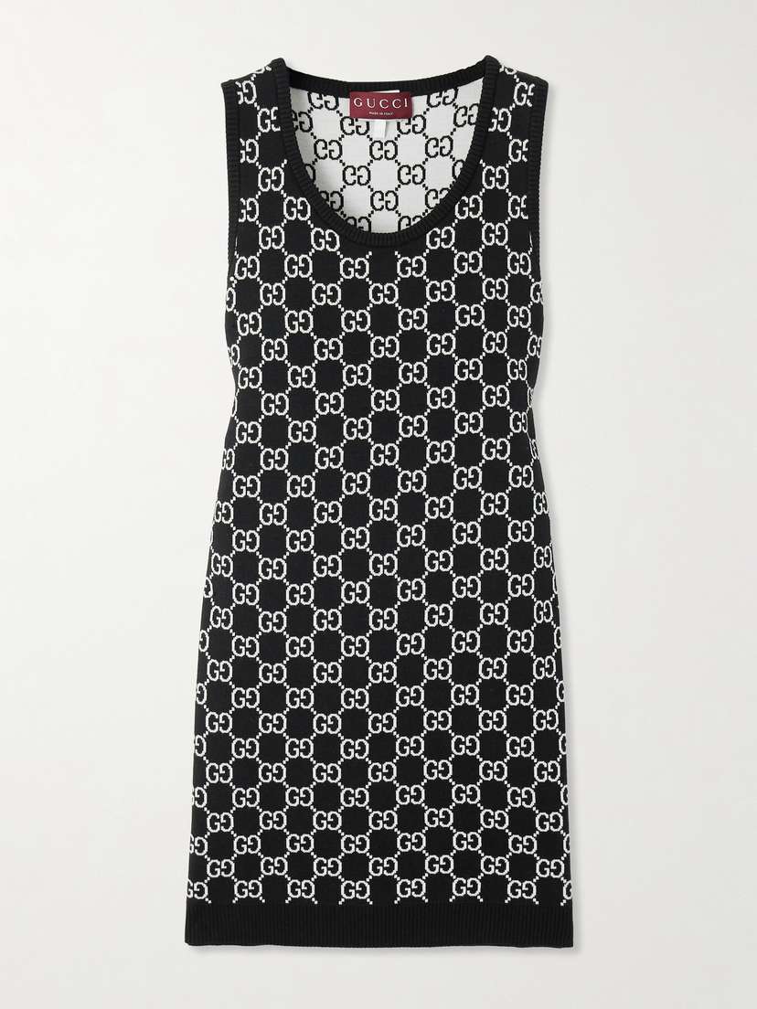 Gucci Reversible Logo-jacquard Wool-blend Mini Dress
