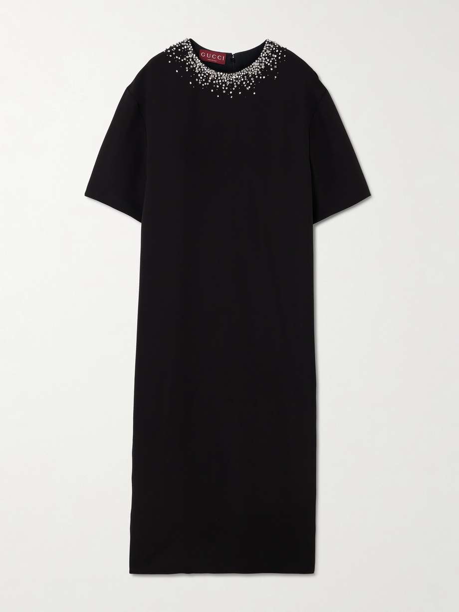 crystal-embellished crepe midi dress