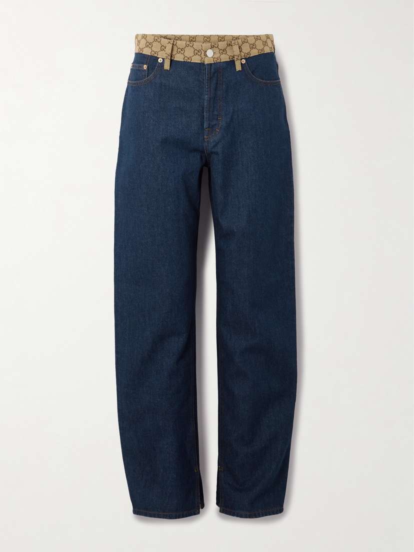 Gucci Canvas Jacquard-trimmed Boyfriend Jeans