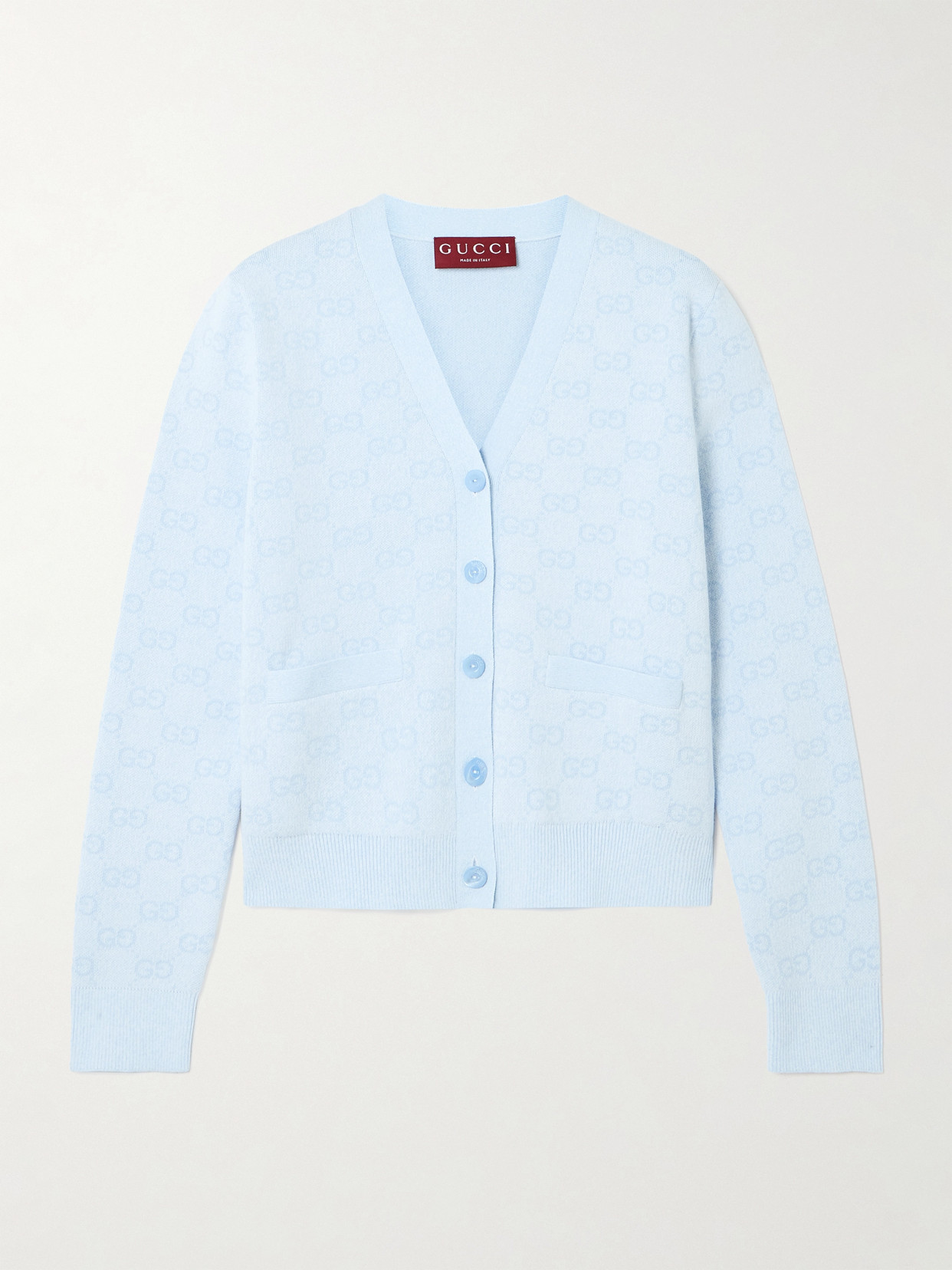 Gucci - Cotton-jacquard Cardigan - Light blue