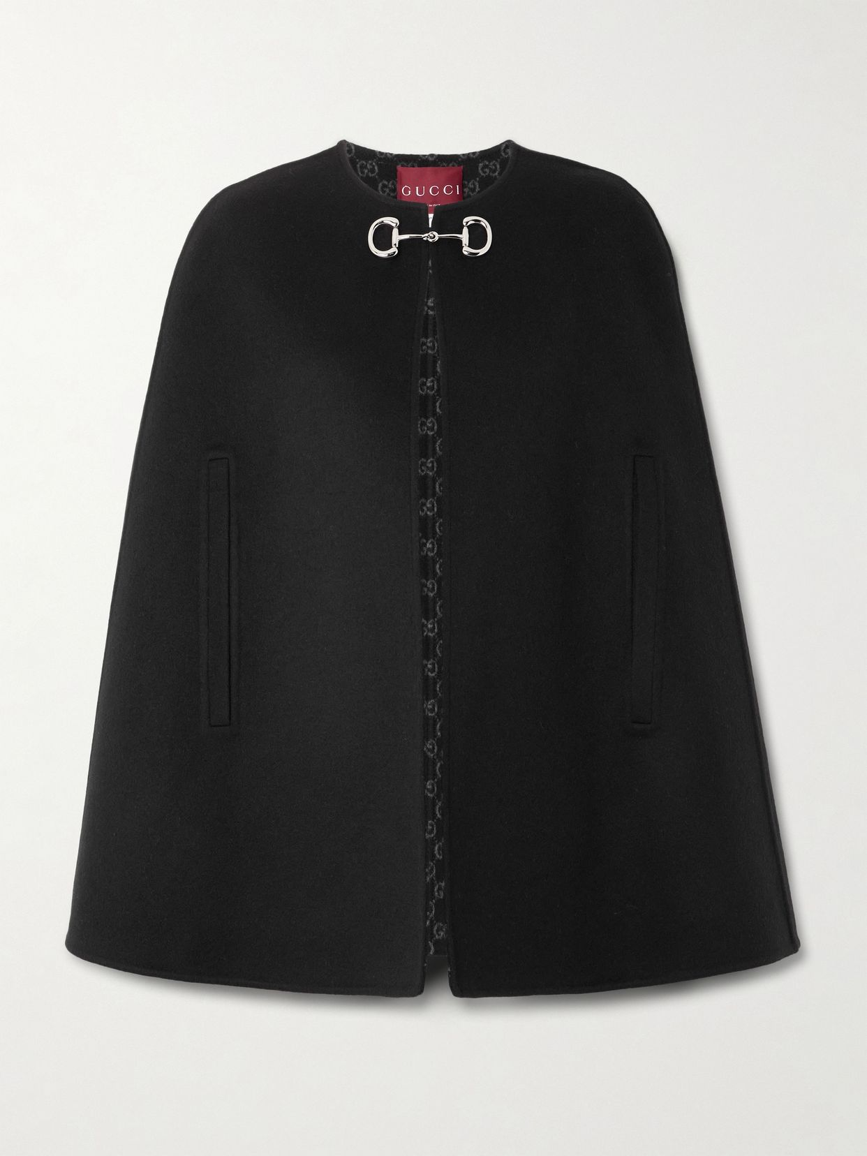 Horsebit-embellished wool and silk-blend cape