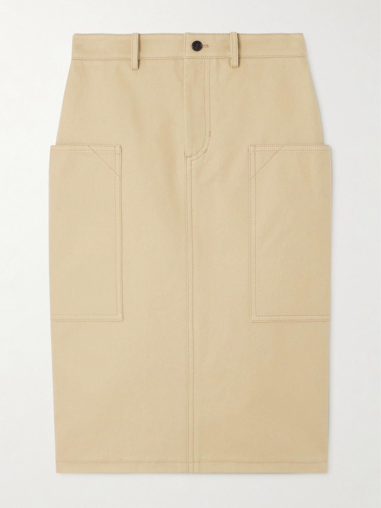 Gucci Womens Cold Beige Patch-pockets High-waist Cotton Midi Skirt
