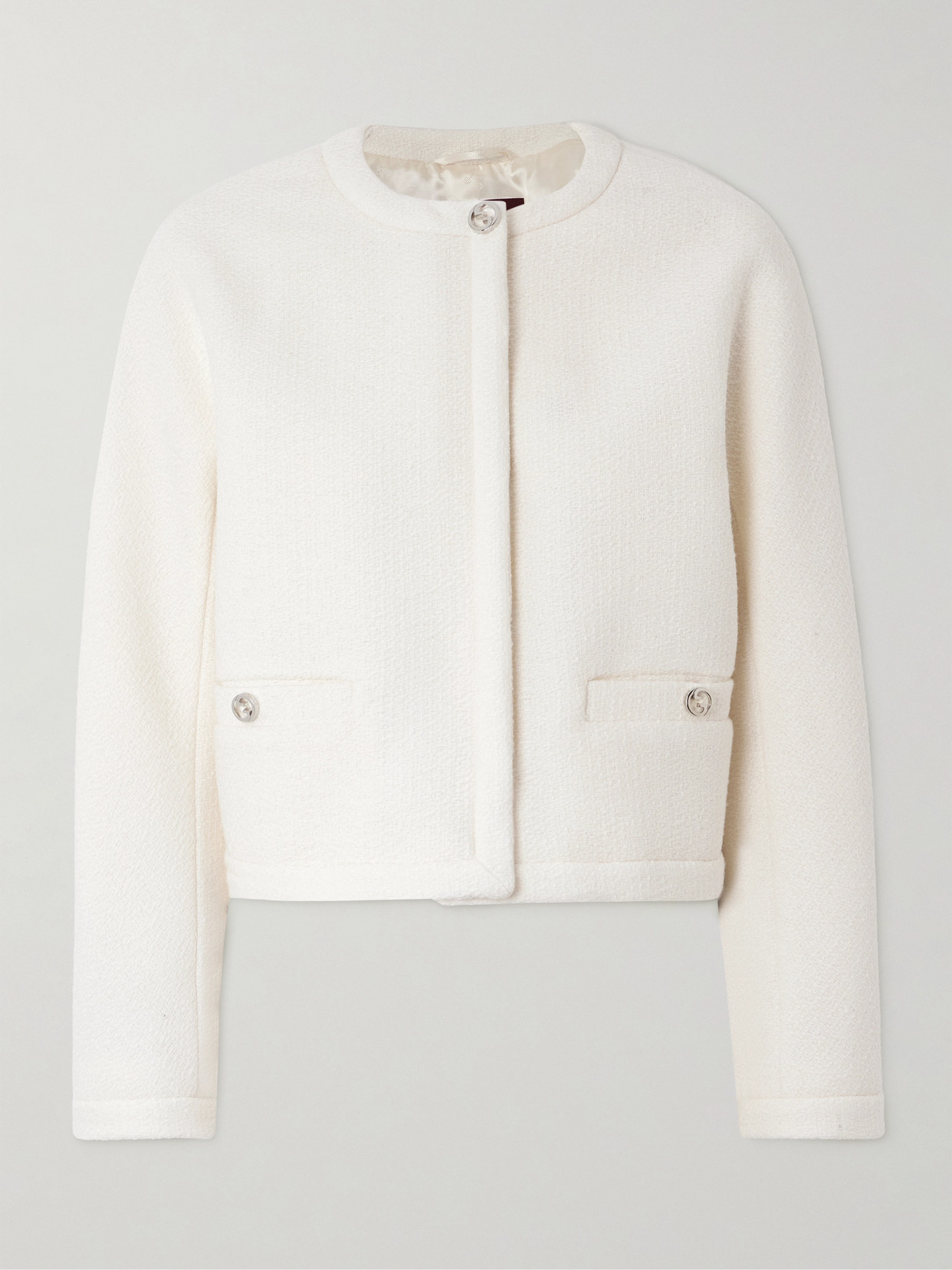 Gucci Cropped Wool-blend Bouclé Jacket In Neutral
