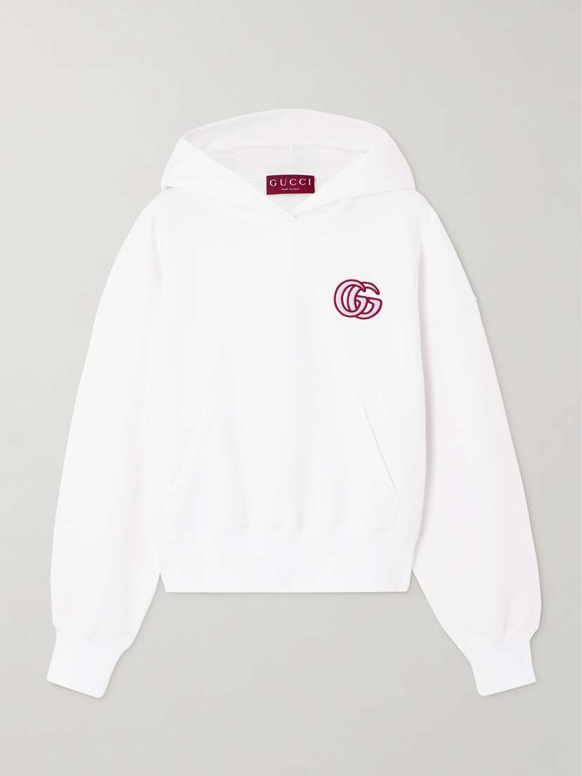 Gucci Embroidered Cropped Cotton-jersey Hoodie