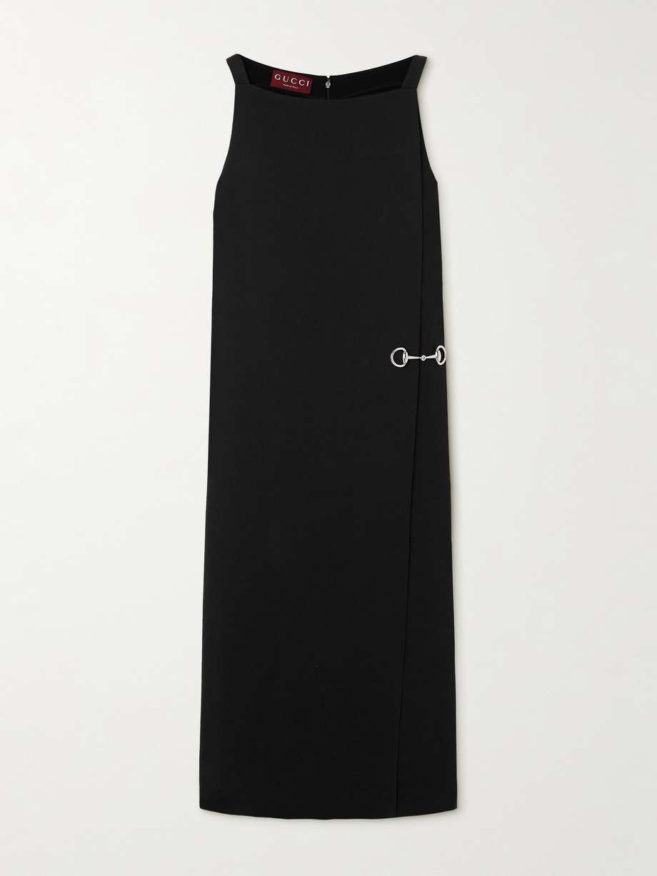 layered crepe midi dress