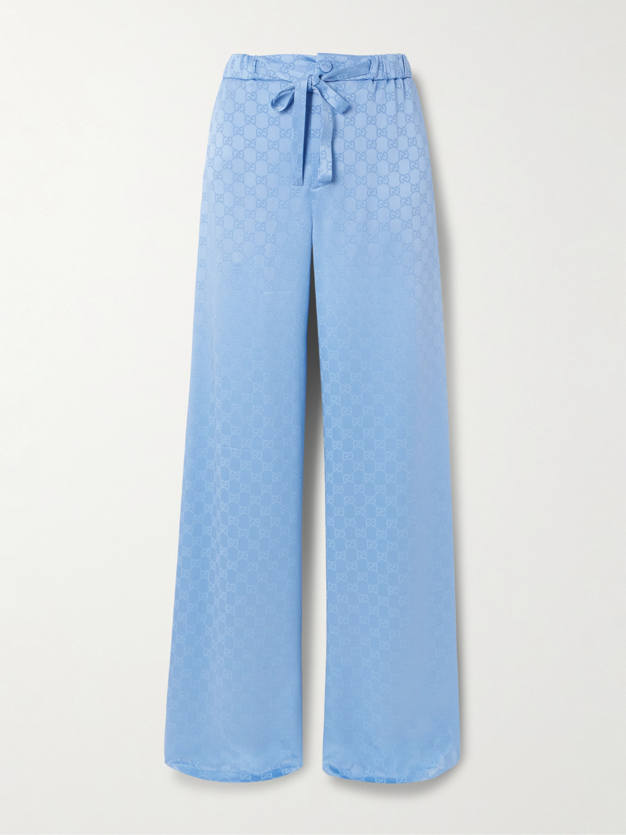 Gucci Pantalone Dalla Gamba Ampia In Raso Azzurro Donna In Blue