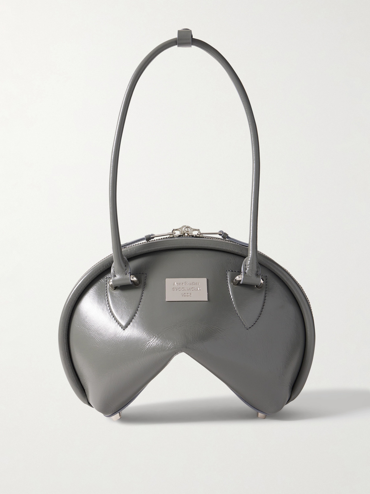 Acne Studios Leather Shoulder Bag In Gray