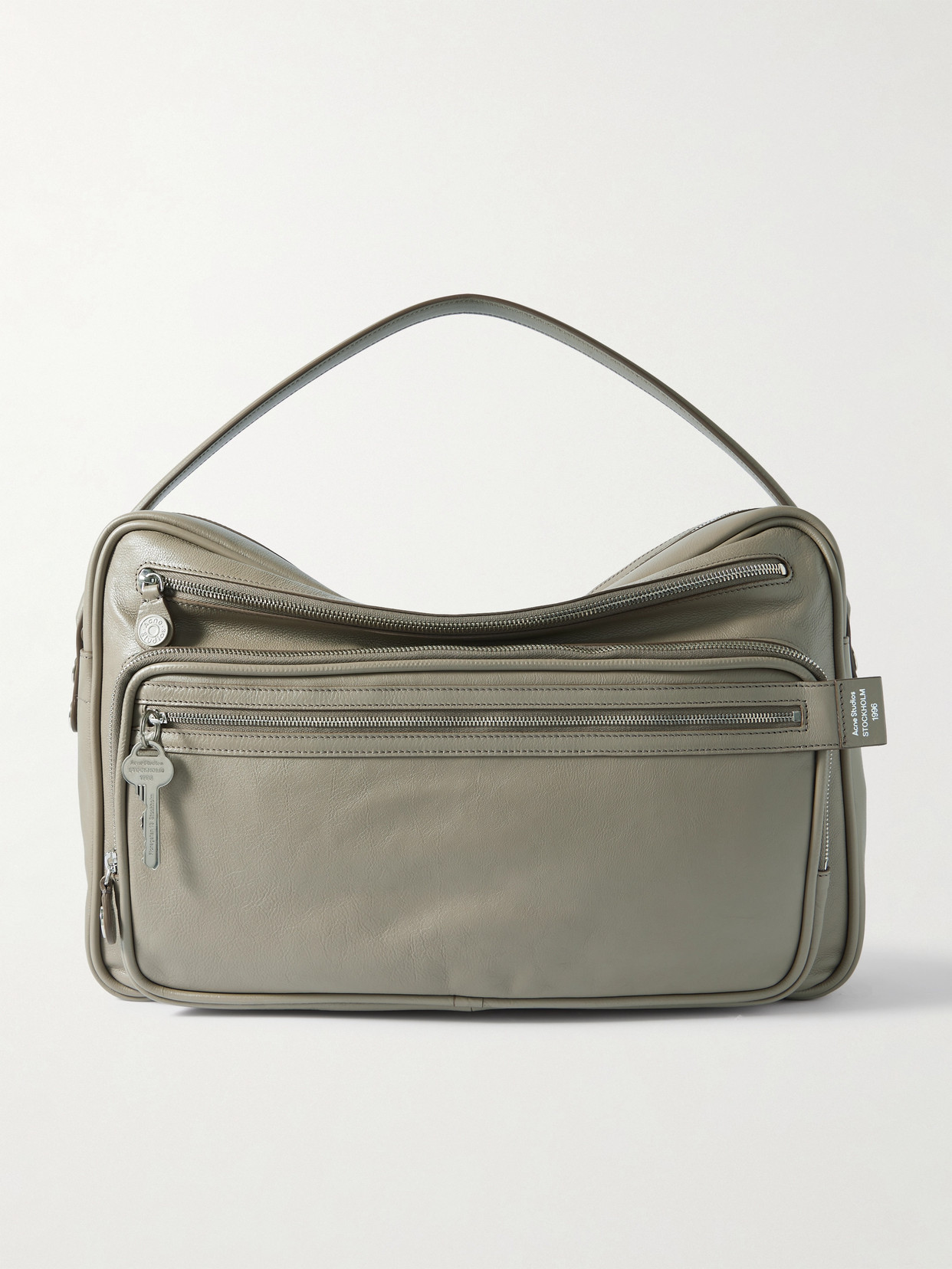 Acne Studios Embellished Textured-leather Tote In Brown