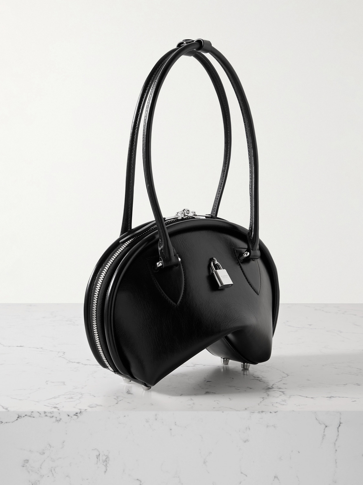 Acne Studios Small Bowlina Leather Shoulder Bag In Black