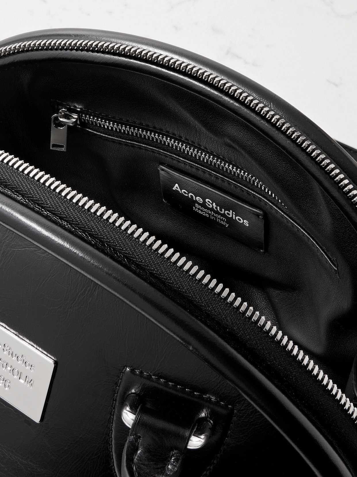 Acne Studios Small Bowlina Leather Shoulder Bag In Black