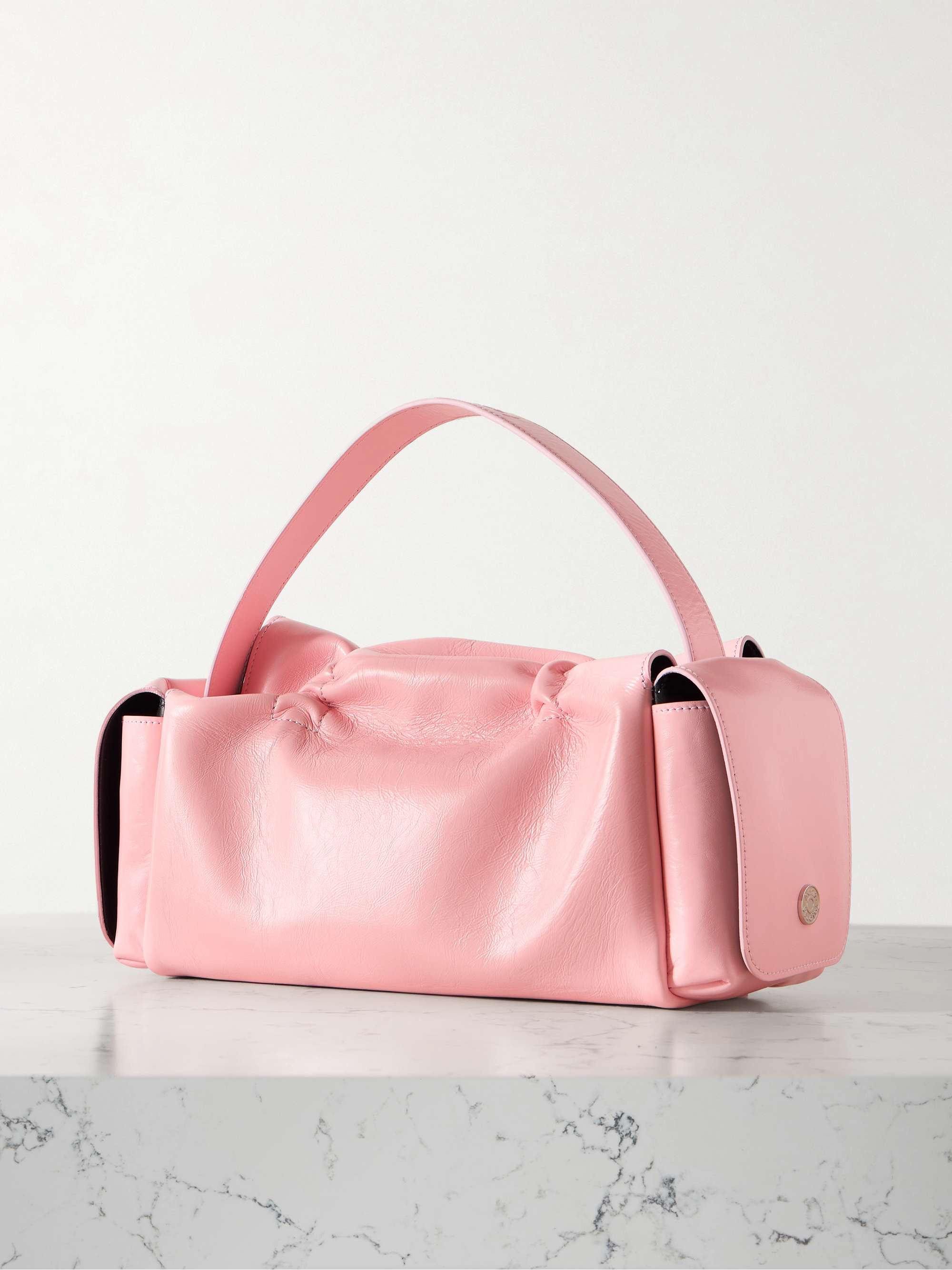 ACNE STUDIOS Multipocket レザー ショルダーバッグ リボン付き