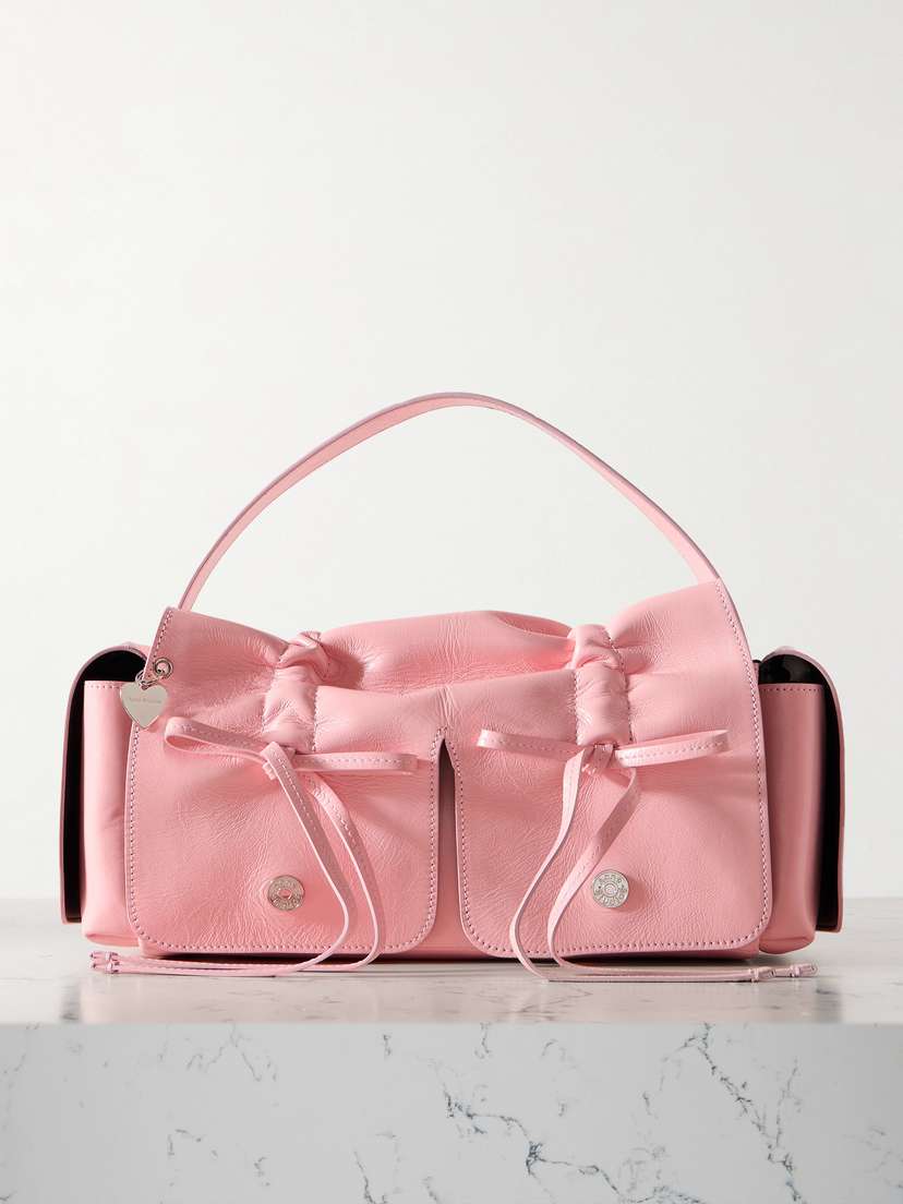 Acne Studios Multipocket Bow-detailed Ruched Leather Shoulder Bag