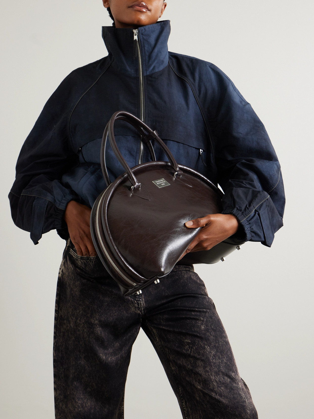 Acne Studios Leather Tote In Brown