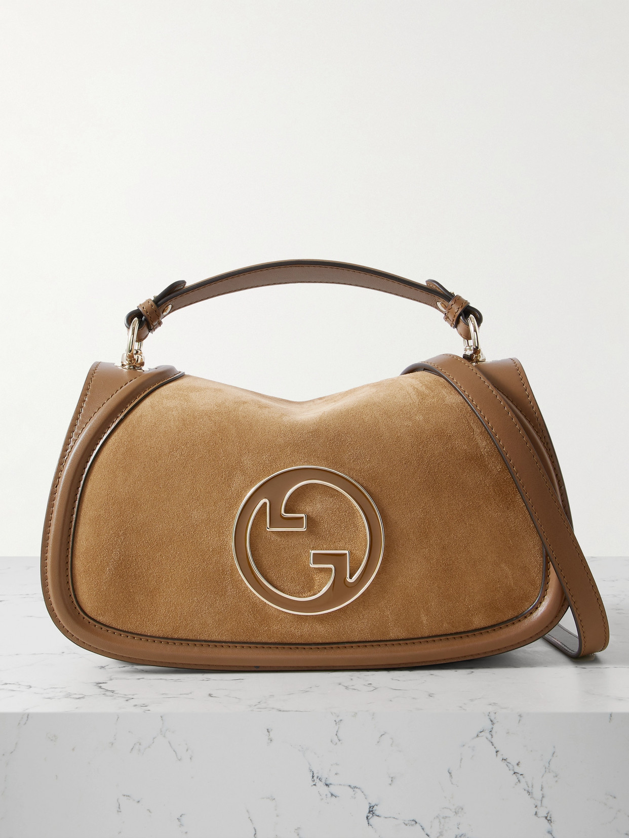 Gucci - Blondie Suede And Leather Shoulder Bag - Brown