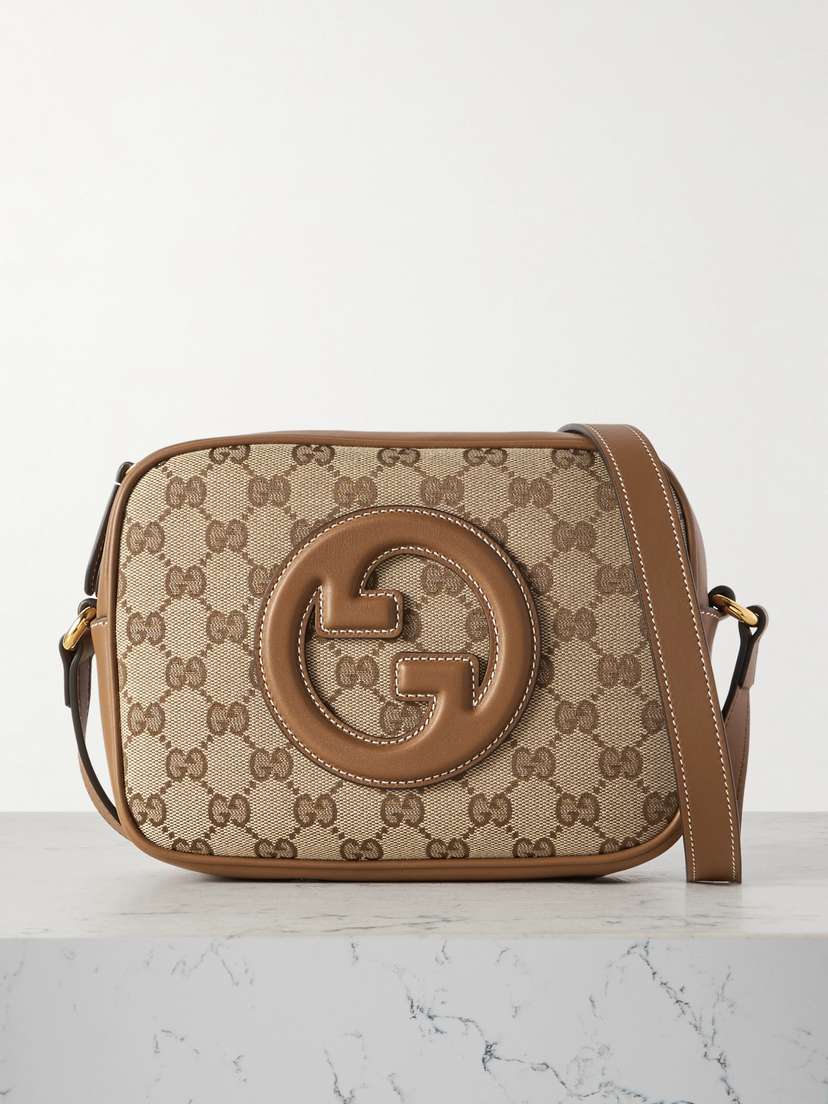 Gucci Blondie Leather-trimmed Canvas-jacquard Shoulder Bag
