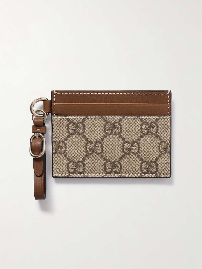 Gucci Gg Emblem Printed Coated-canvas And Leather Cardholder