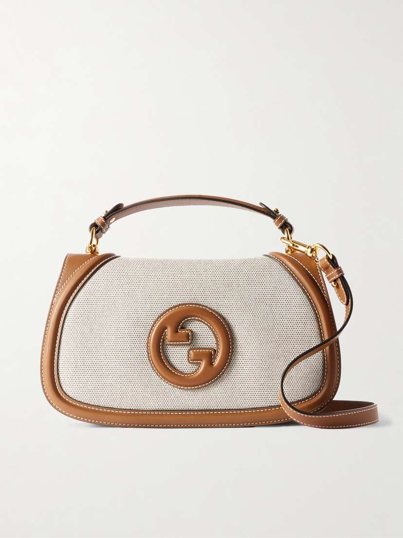 Gucci Blondie Leather-trimmed Canvas Shoulder Bag