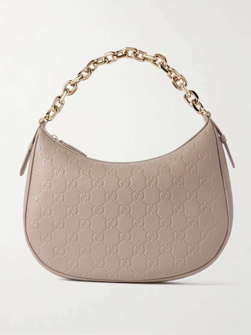 Gucci Gg Emblem Medium Logo-debossed Leather Shoulder Bag