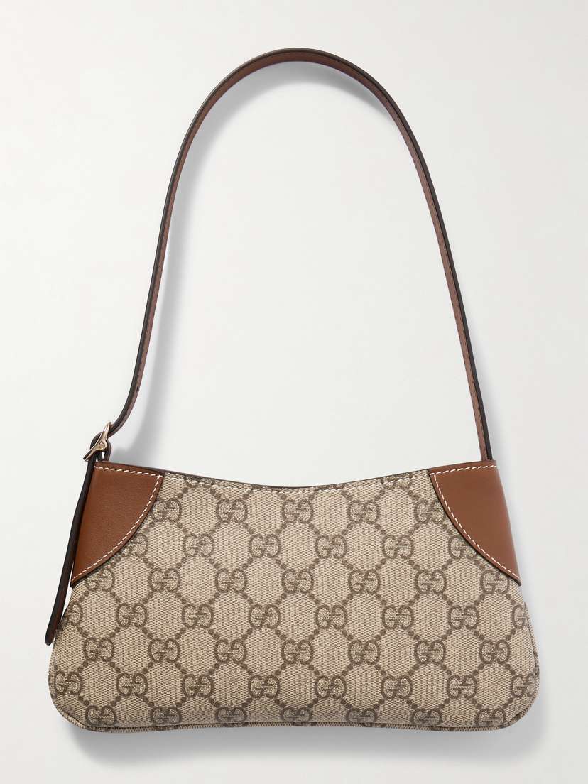 Gucci Gg Emblem Mini Leather-trimmed Printed Coated-canvas Shoulder Bag