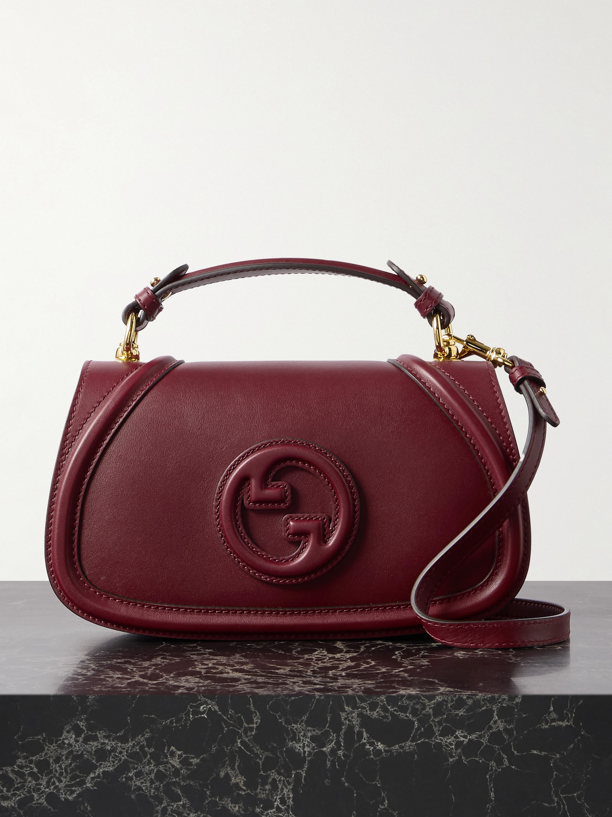 Gucci Blondie Leather Shoulder Bag In Burgundy