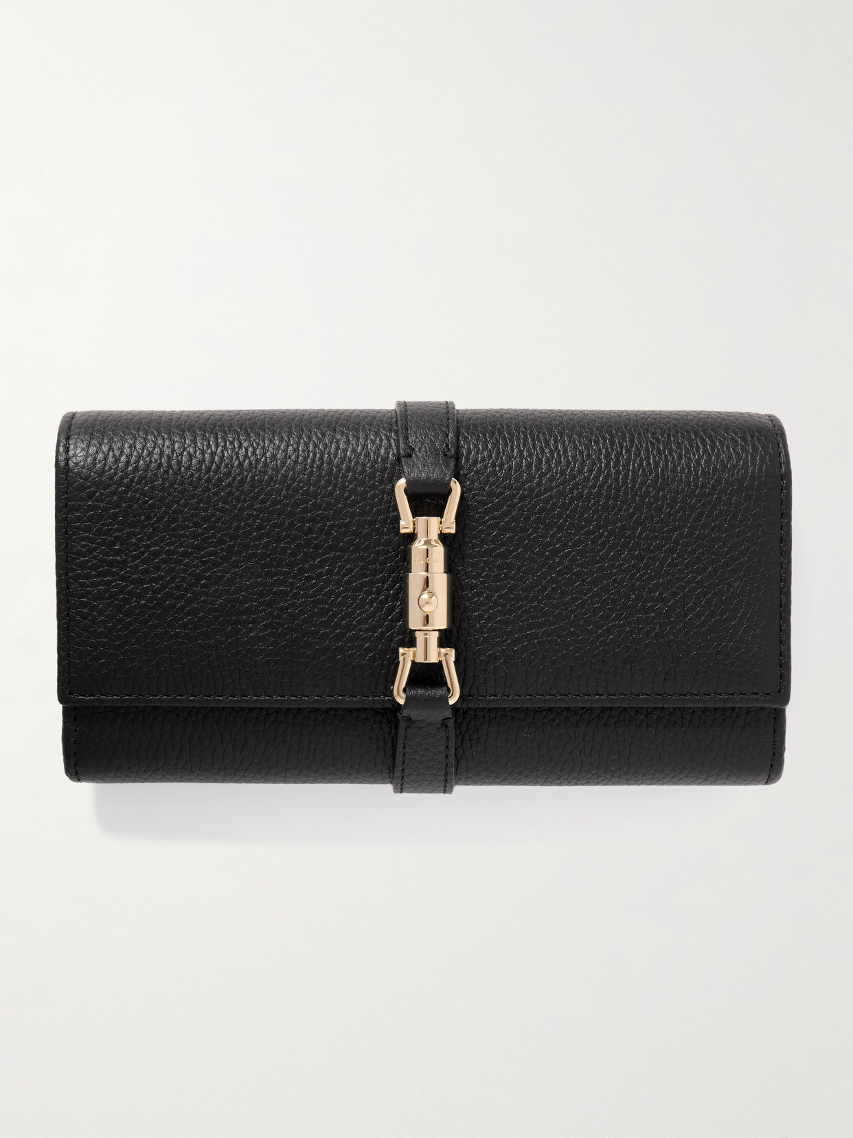 Gucci Jackie 1961 Embellished Textured-leather Continental Wallet In Black