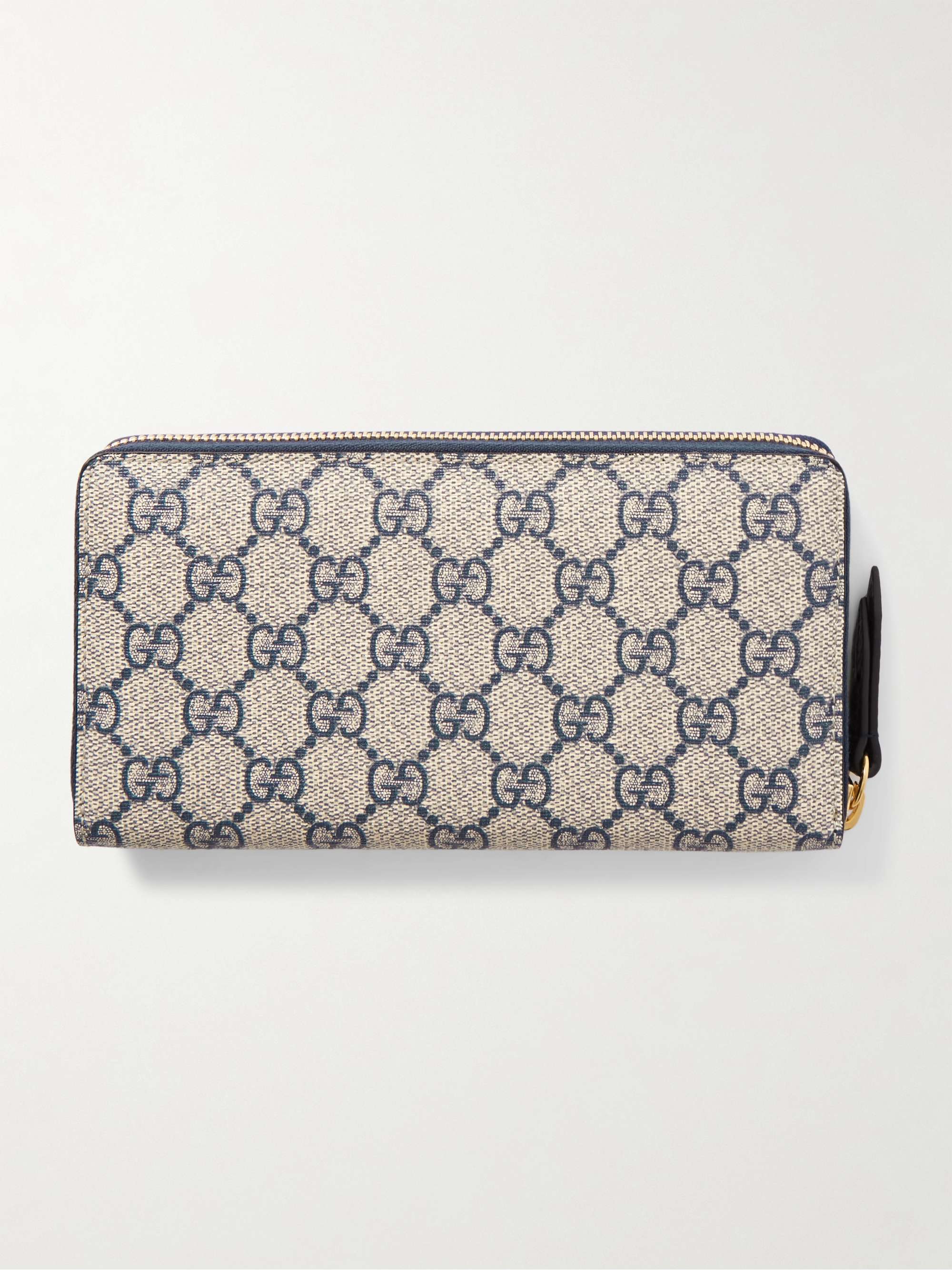 GUCCI GG Marmont textured-leather and printed coated-canvas wallet