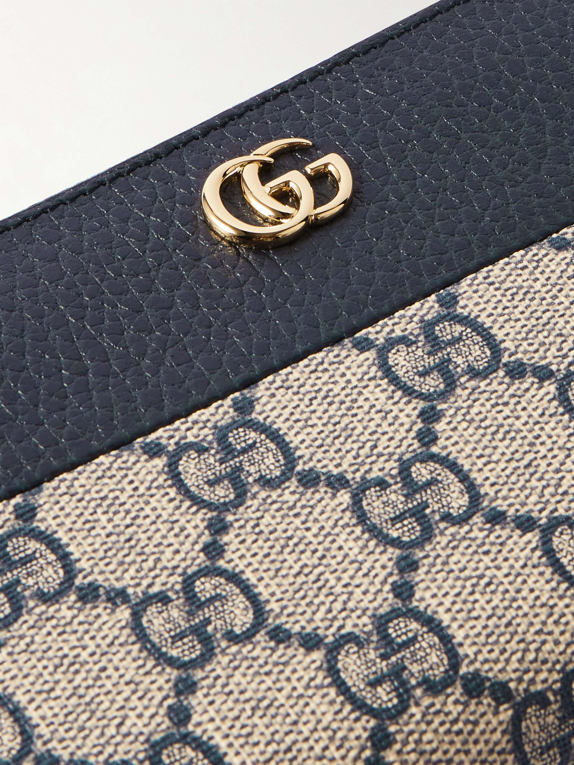 GUCCI GG Marmont textured-leather and printed coated-canvas wallet