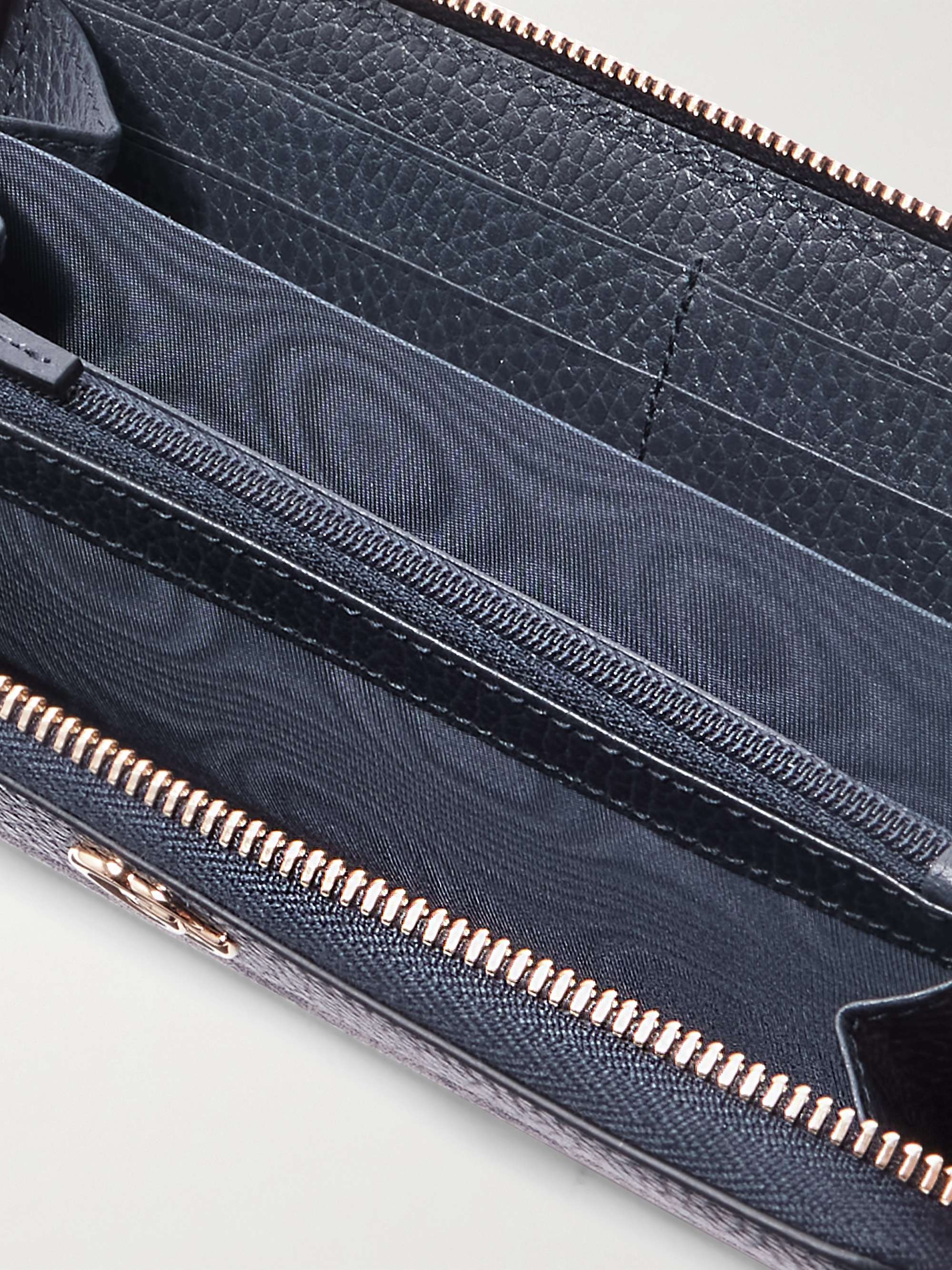 GUCCI GG Marmont textured-leather and printed coated-canvas wallet