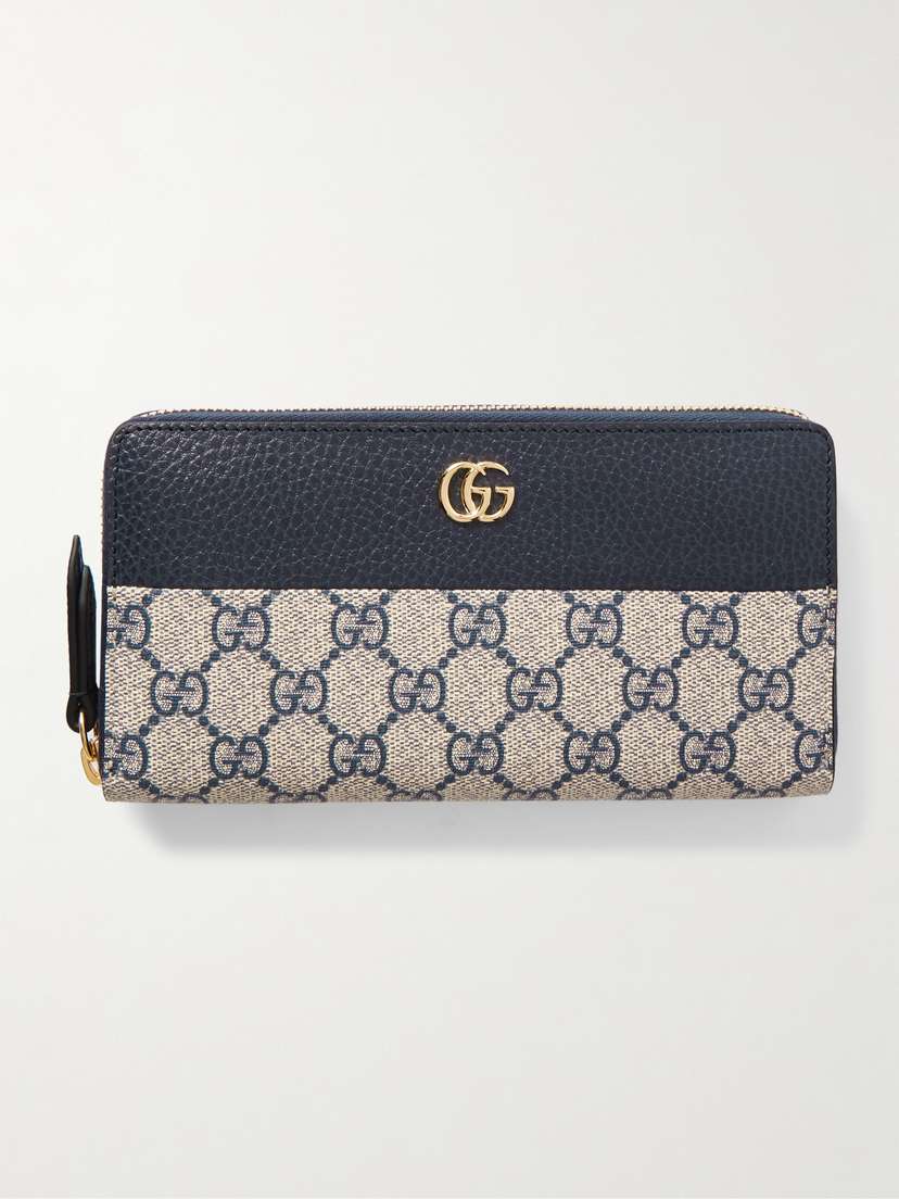 Gucci Gg Marmont Textured-leather And Printed Coated-canvas Wallet