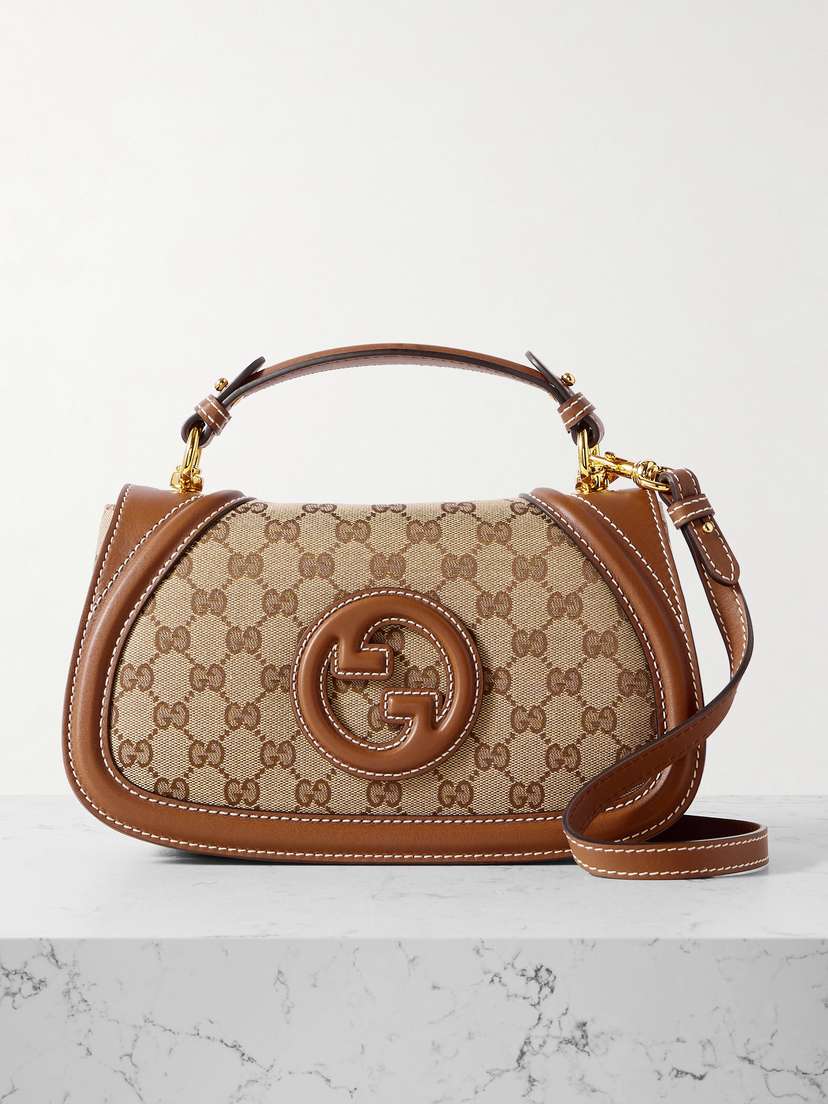 Gucci Blondie Leather-trimmed Canvas-jacquard Shoulder Bag