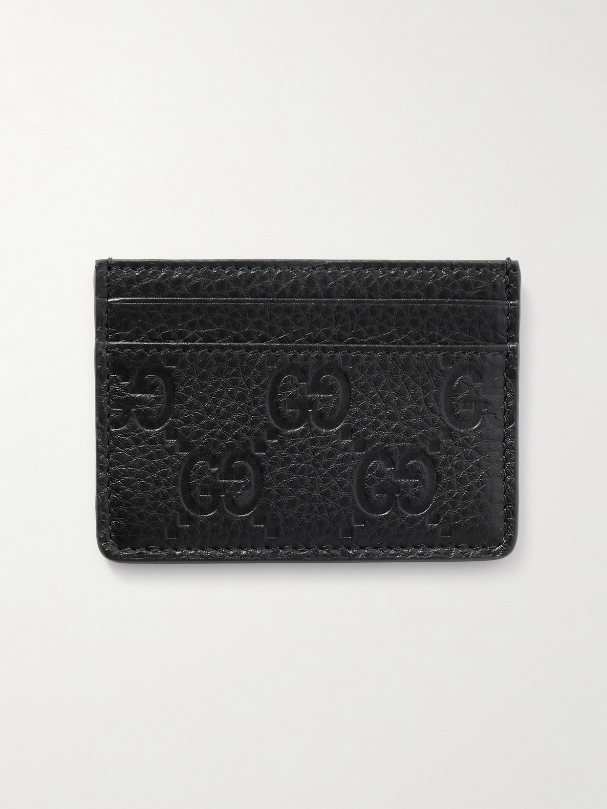 Gucci Gg Emblem Debossed Textured-leather Cardholder In Black