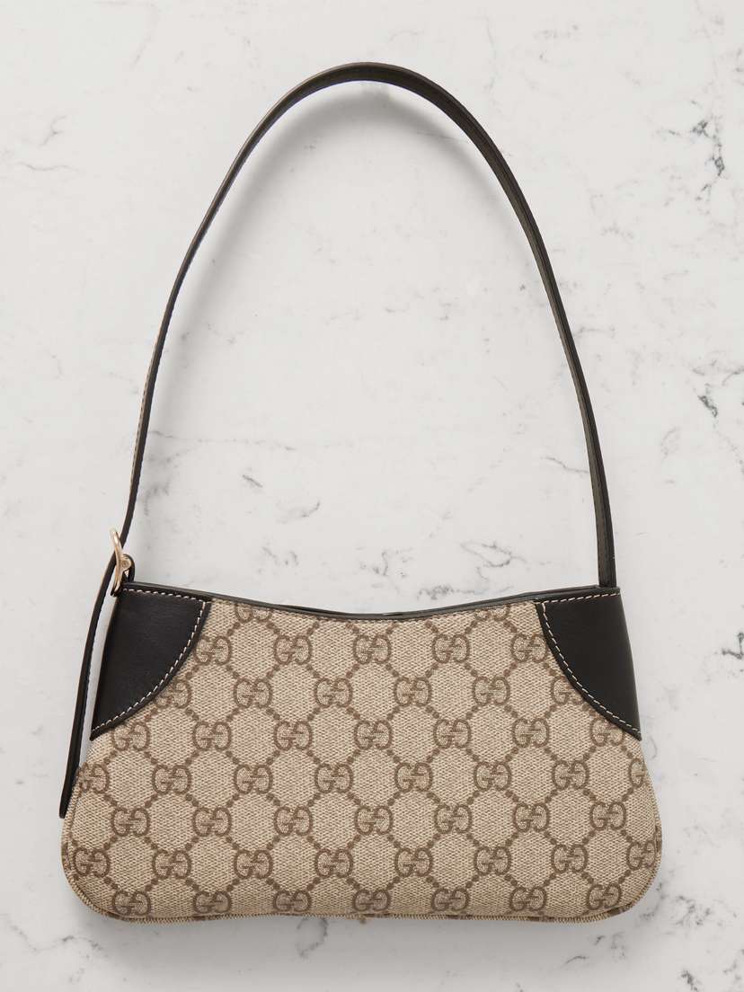 Gucci Gg Emblem Mini Leather-trimmed Printed Coated-canvas Shoulder Bag