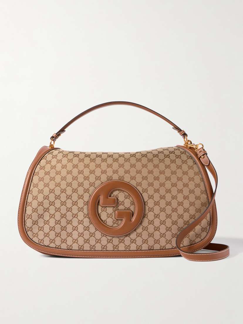Gucci Blondie Appliquéd Leather-trimmed Canvas-jacquard Shoulder Bag