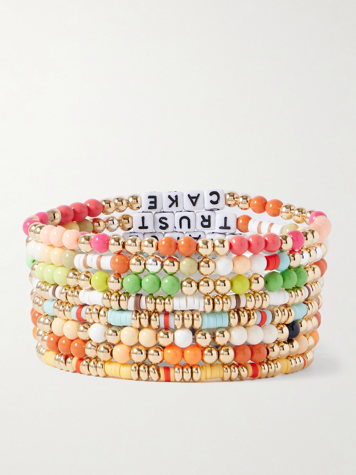 Roxanne Assoulin The Grab Bag Set Of Eight Gold-tone Enamel Bracelets In Multi