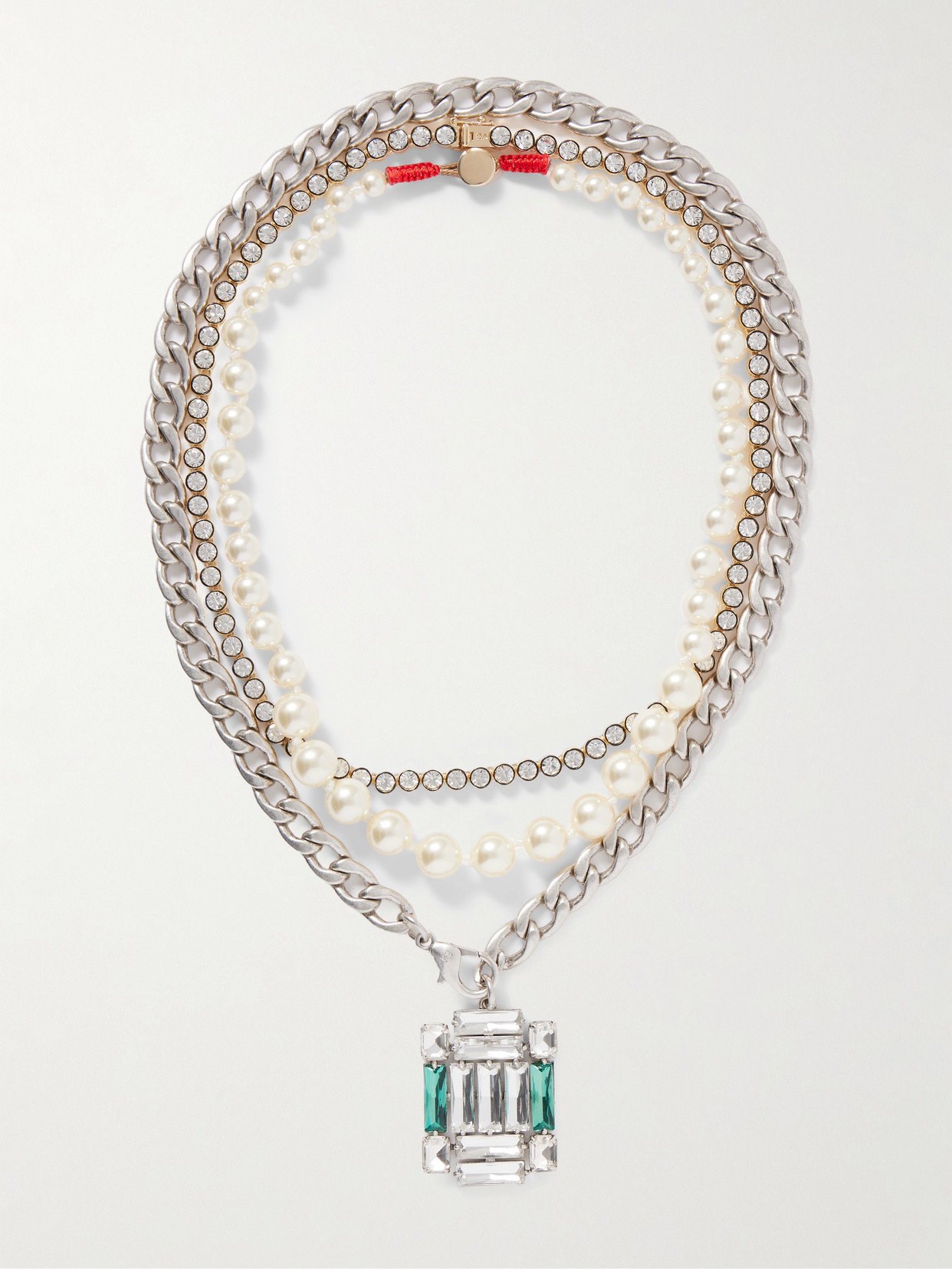 Roxanne Assoulin The Eclectic Set Of Three Silver- And Gold-tone, Crystal And Faux Pearl Necklaces In Metallic