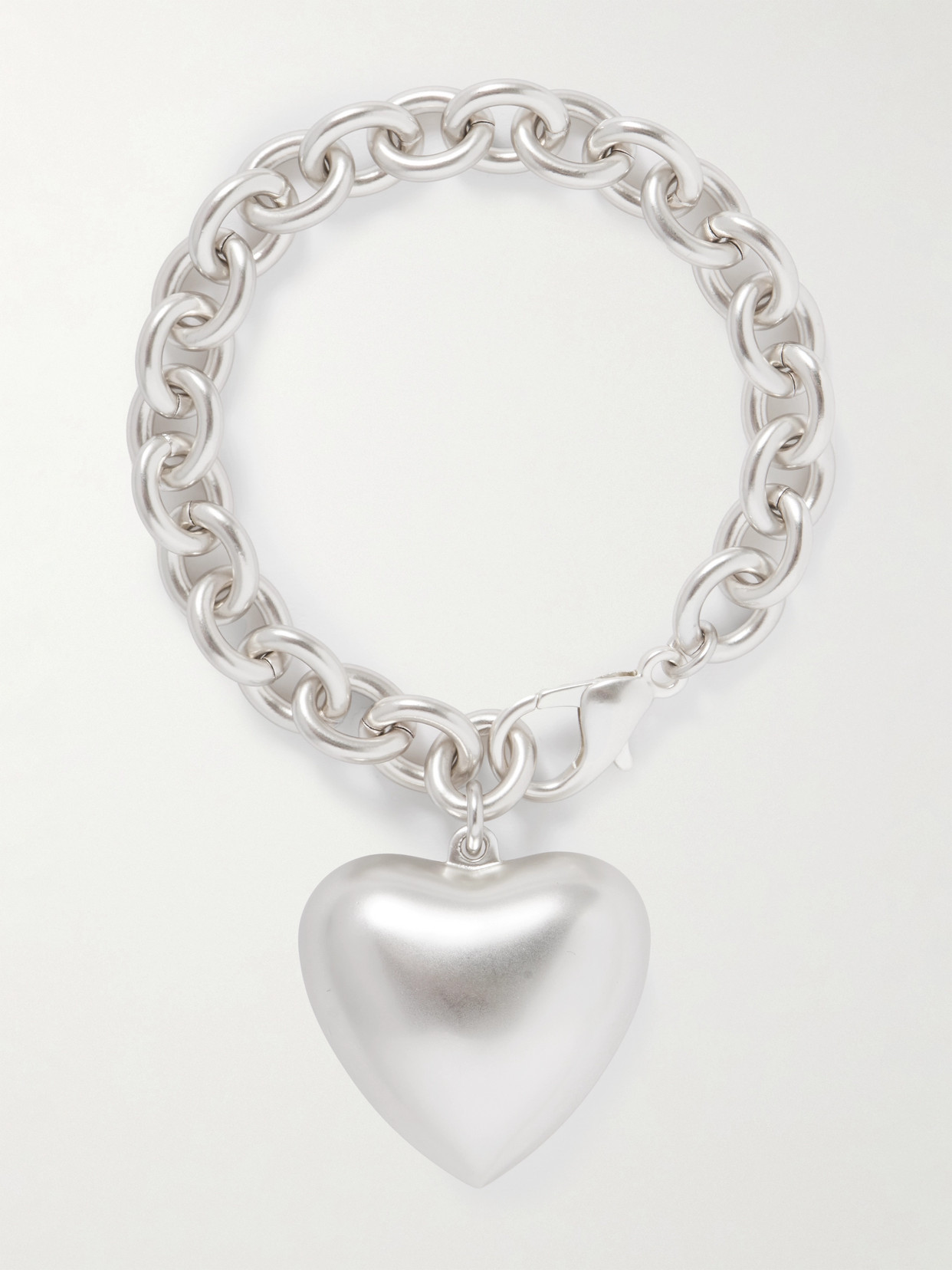Roxanne Assoulin Puffy Heart Charm Link Bracelet In Silver