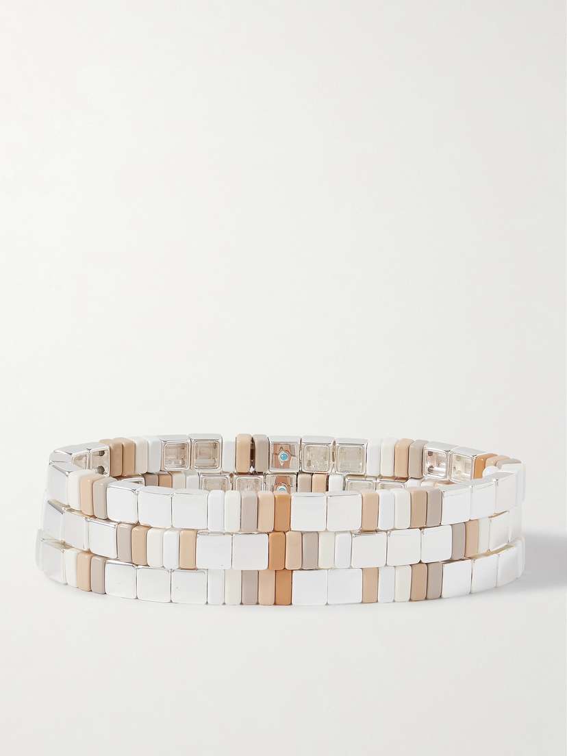 Roxanne Assoulin The Quiet Time Set Of Three Silver-tone Enamel Bracelets