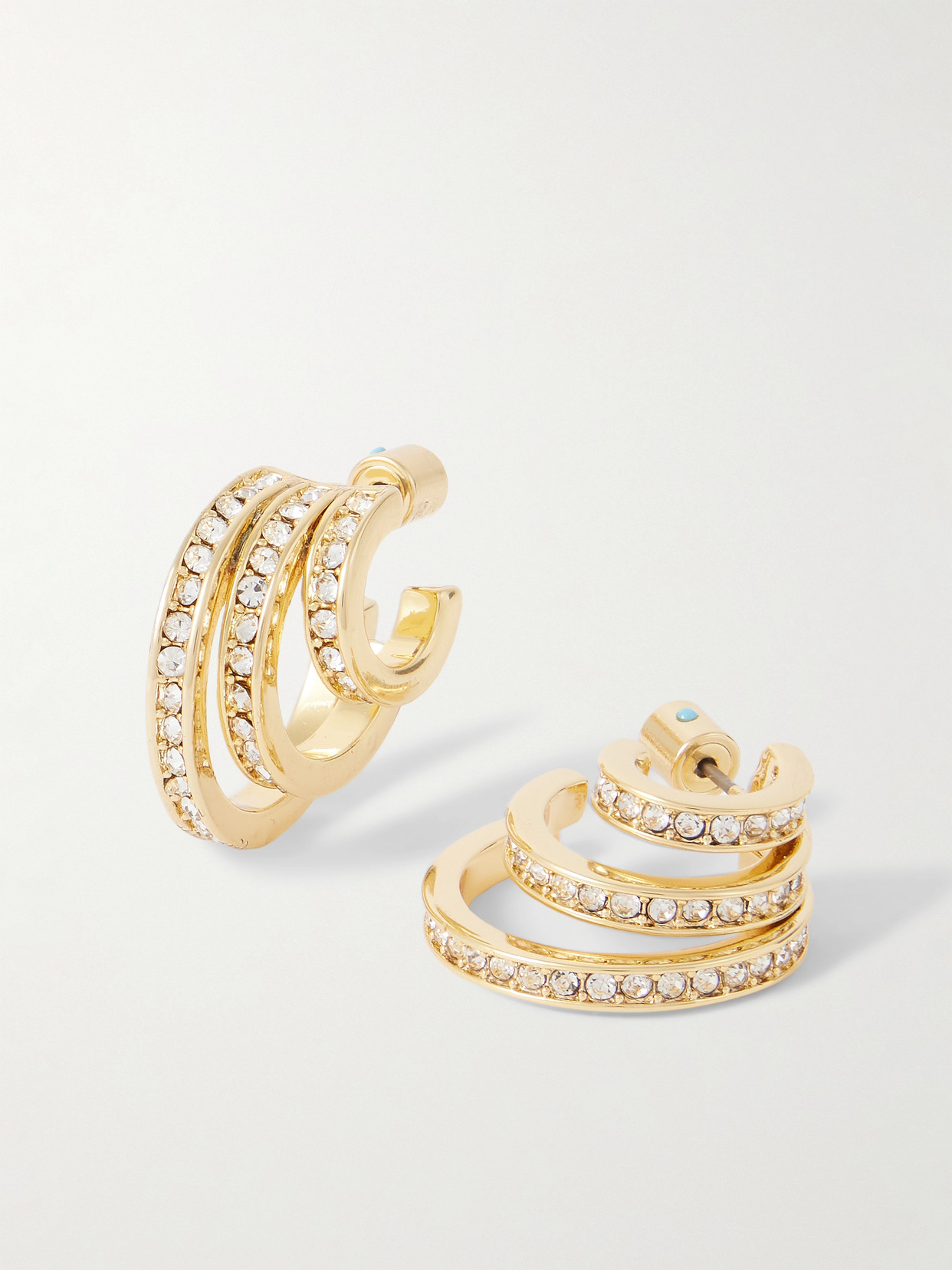 Roxanne Assoulin - Triple Hoop Gold-tone Crystal Earrings - One size