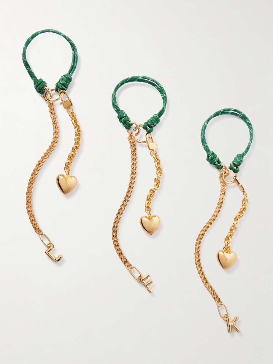 MARTHA CALVO Initial 真丝编绳镀金包挂 | NET-A-PORTER