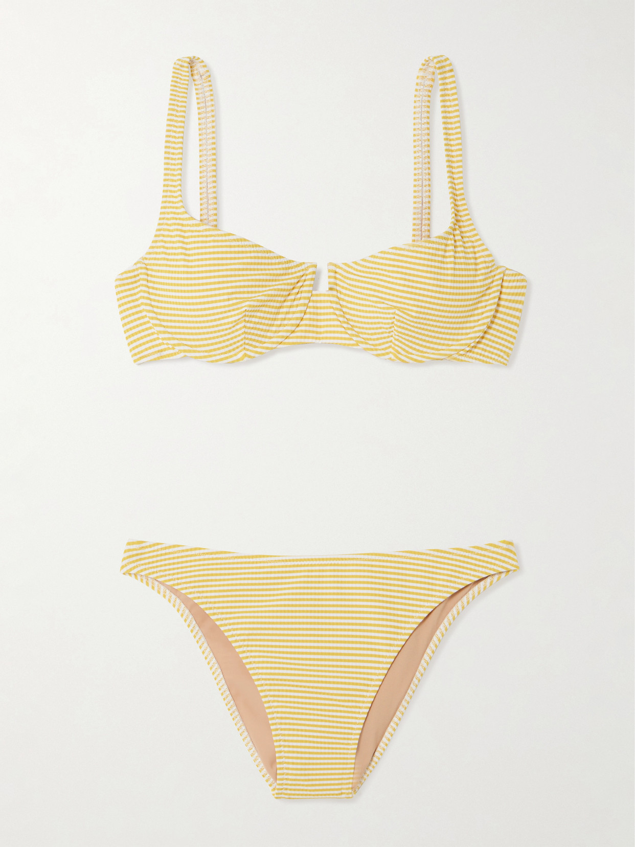 Lido Cinquantasei Striped Ribbed Underwired Bikini In Yellow