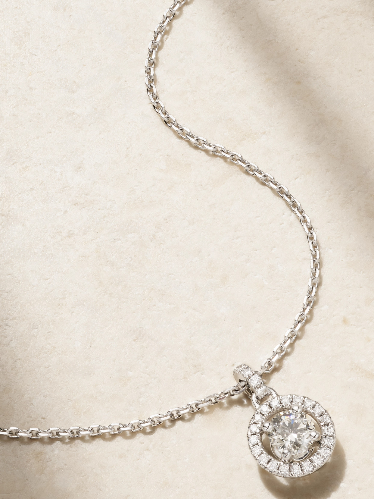 De Beers Jewellers Aura 18-karat White Gold Diamond Necklace In Silver