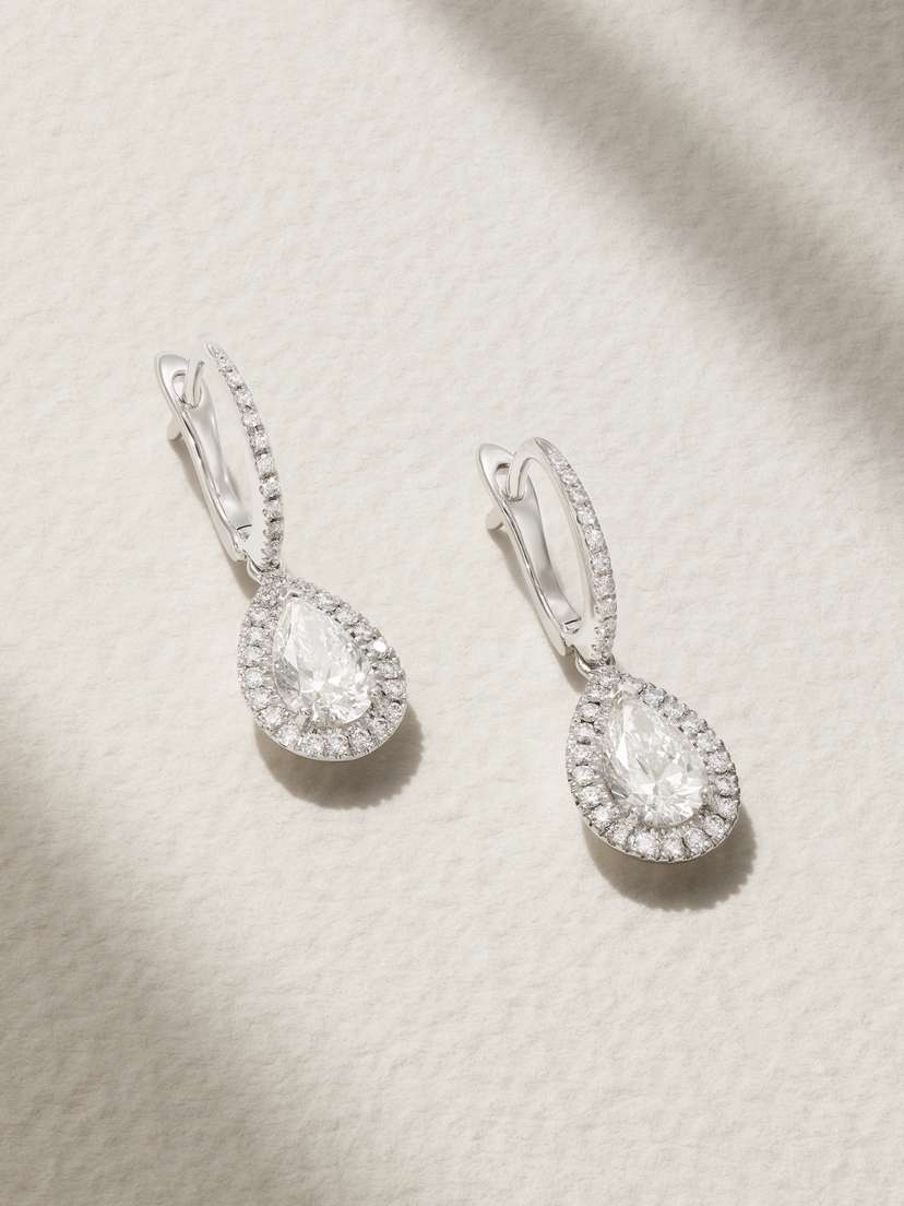 De Beers Aura 18-karat White Gold Diamond Earrings